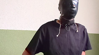 playing wiht myself in latex hood