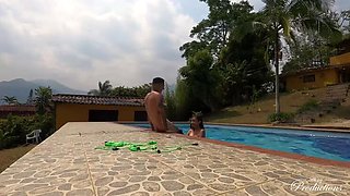 Armyproductions: Naked Pool Seduction - Outdoor Sex With My Colombian Friend