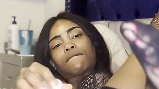 Ebony Dream in Black Lace: Slow Tease & Deep Stroke