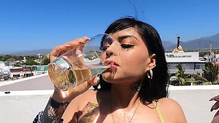 Sexy Mexican Girl Swallows Pee - Brunette Babe Barbara Mont in Hot Golden Shower Fetish 4K