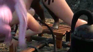 3D Anime Pink Haired Babe Fucked and Creampied by a Goblin Horde