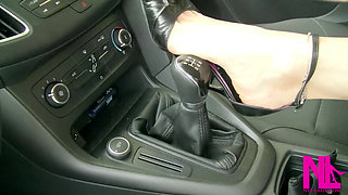Hot Footsie in the Car to My Man and to the Shift Stick