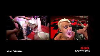 Devot Slut Drenched in Cum and Piss Gangbang