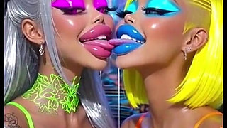 Funny Lesbians Tongue and Kiss Fetish, Ai Animation