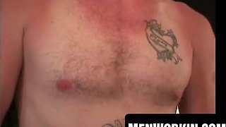 Rugged amateur wolf blows his explosion while stroking