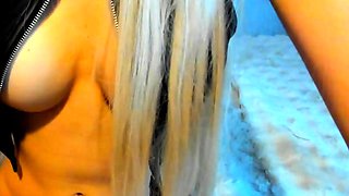 Big Boobed Blonde Masturbates With A Dildo In The Bathroom