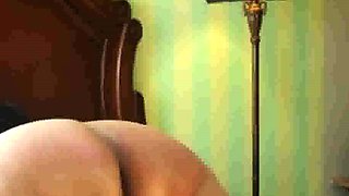 Lashing slut Mary's fat old ass with the belt