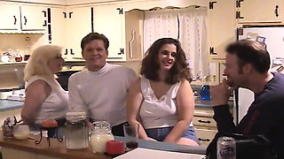 Mature Blondes and Brunettes in Wild Group Kitchen Orgy