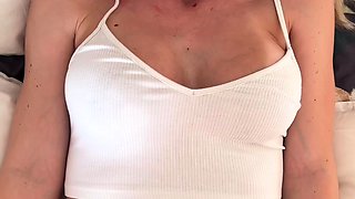 An awesome blond woman with big boobs part1