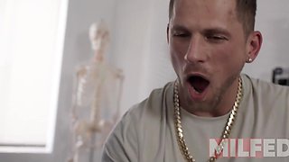 Two BBWs are going after the same hard dick in a public FFM