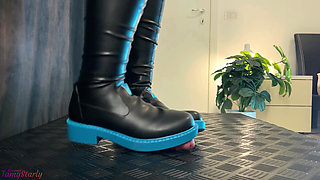 Miku Bootjob in Black and Blue High Boots - Cock Balls Crush Trample, Shoejob, Bootjob, CBT, Ballbusting, Trampling, Stomping