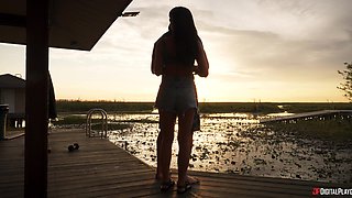 Spicy MILF exciting outdoor clip