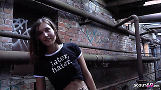 German Scout - Small Tits Fitness Model Mina K Seduce to Casting Fuck at Lost Place Berlin