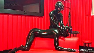 Gloomy Babe Pegs Alex Latex Hard in Bondage BDSM - Latex Fetish Fucking