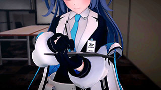 Hayase Yuuka Blowjob Blue Archive Hentai Mmd 3D Blue Hair Color Edit Smixix