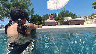 Old and Young Lesbians Underwater Strap on Squirting Golden Shower