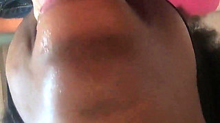 Ebony Slut Throat Fucked and Cum Swallow