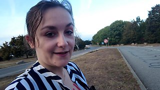 Amateur ass rammed outdoors