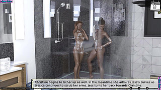 My Step Daughter Christine and Her Girl Friend Jessica Fall Into Lesbian Romance in the Bathroom Shower