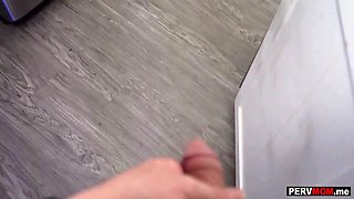 My horny step-mom cougar Linzee Ryder kitchen eating cock