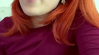 Slutty redhead sucking and fucking POV cock in the car
