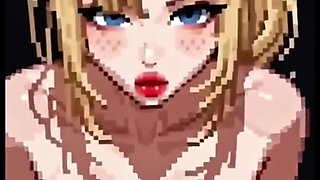 Just Blonde Pixel Boobs Girls, Ai Animation
