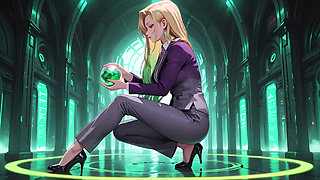 Blonde Boss in Purple Suit! Office Train Private Moments. She's Multitasking with Files While Secretly Adjusting Her Skirt...