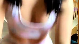 Hot Webcam Brunette in Stockings Masturbates with a Dildo