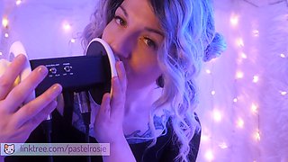 Girlfriend sensually licks your ears in a relaxing ASMR roleplay by PASTEL ROSIE