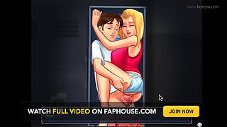 She doesn't care about creampie.  She is so horny when they hiding in the college locker. (Summertime Saga - Roxy 2)