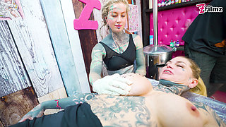 Tattooed Couple Fuck with Big Cocks Merry Gets Inked Foursome