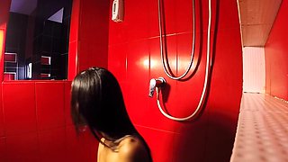 Mouth gagged Asian shemale sucked dick