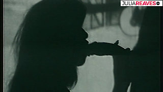 Hot milf sucks cum off dick after a hard fuck on the bed