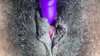 Close up Stimulating My Big Clit Hairy Pussy Creaming