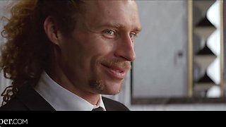 Two seductive wifes with amazing forms swapped their husbands for an awesome group sex