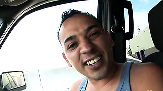 Bukkake cum whore jerks dick