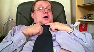 Teen Fucks Principal To Fix Her Grades - Vintage Threesome with Facial Cumshot