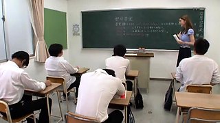 Striking Japanese shemale gets fucked hard by horny students