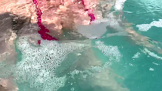 Artemisia Love Sexy and Horny Underwater Showing Her Big Tits in a Super Micro Bikini and You Can See Her Aureolas…