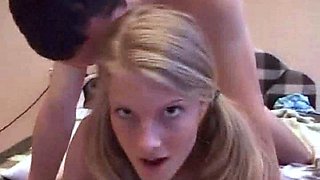 Naughty blonde teen slut enjoying hardcore gang banging fun
