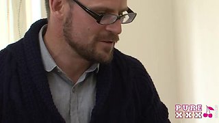 Brunette Babe Deep Throat Blowjob on Older Cock - Billy King & Miss Trixx