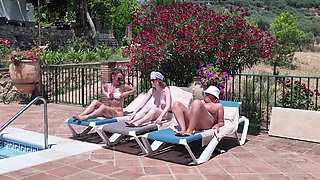 Mature Swingers Holiday Pool Side Reverse Gangbang