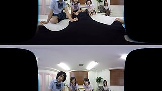 Private Harem VR School - MFFFF Harem Orgy with Japanese Schoolgirls and Their Teacher