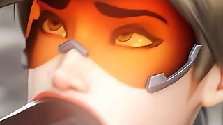 Tracer & Kiriko - Big Black Cock Sloppy Blowjob & Cowgirl 3D Animation