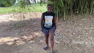 African Ebony Sexy Black Girl Dances in Public with Laughter