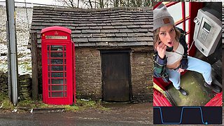 Cumming hard in public red telephone box with Lush remote