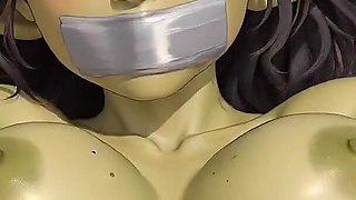 Female Gobling Taped and Tied Bondage