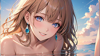 Pastel Reflections: a Beautiful Young Woman with Soft Skies in Her Eyes