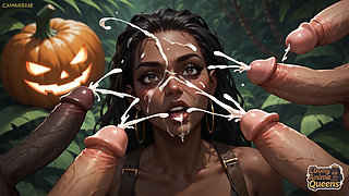 It's a Spooky Night, and the Black Goddess Is Having a Hot XXX Encounter!