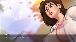 Stepsister masturbates on webcam - Summertime Saga